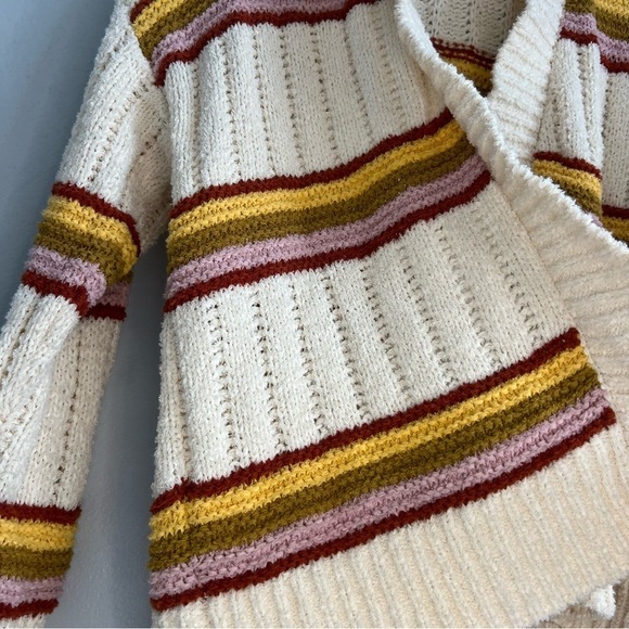 Madewell Striped Diaz Open Cardigan Eyelash Open Cable knit Academia Sz M - Picture 4 of 14